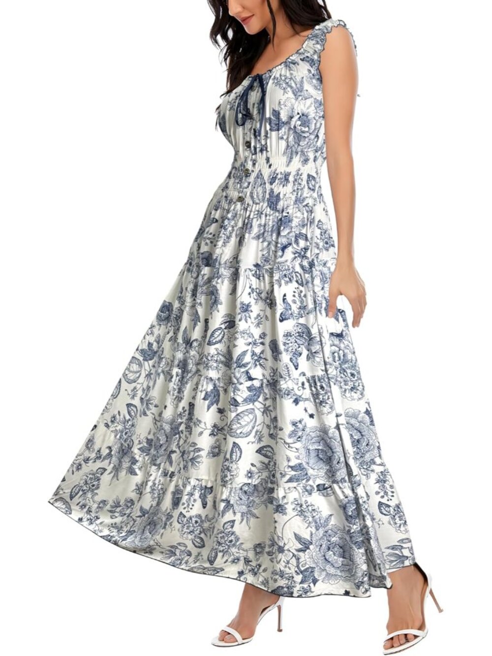 Women's 2026 Summer Boho Floral Print Tiered Casual Flowy Long Maxi Dress